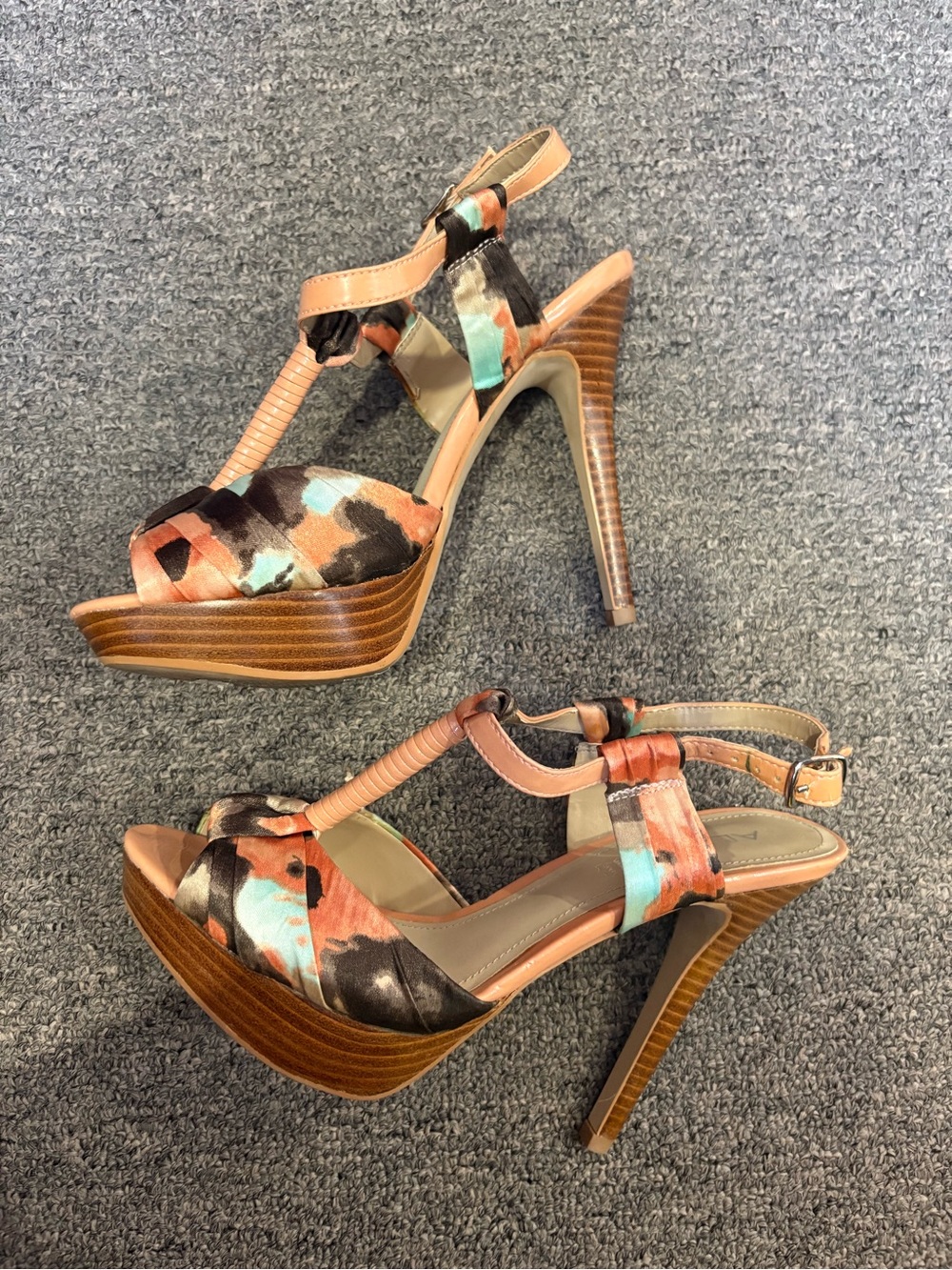 Women's Multicolour Leather Platform High Heel Sandals